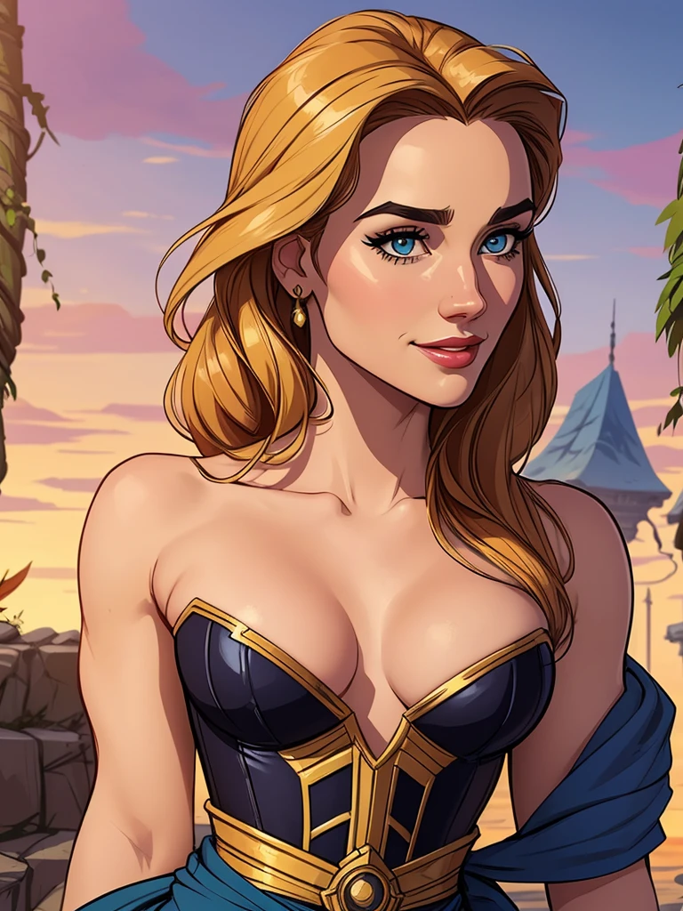 Personagem mulher estilo atompunk Fiona rainha Anna de Arendelle com marcas de guerras Imagem de desenho animado de uma mulher .Ilustra??o estilo desenho animado, estilo de arte dos desenhos animados, estilo de arte dos desenhos animados, digital illustration style, estilo atompunk design de personagens altamente detalhado, arte digital detalhada coragem, Forest fan art, Design de personagens de retrato, beautiful digital illustration, retrato de alta qualidade, Arte em quadrinhos, mulher jovem cabelo com transas lindas . Queen Anna of ArendelleBeautiful lined eyes Medium large bust and wonderful sexy clothes. image expression of sexual desire from waist to head illustration Queen Anne of Arendelle atompunk style Fallout 4 style pose playboy magazine sensual witch Character cartoon style facial expression happy beautiful smile and six medium small portrait mode waist up with lots of gold around her other stones portrait precious mode waist up queen of the south Jennifer Connelly GTA scenery dominatrix gold coins chest with jewelry with her boyfriend, um homem com barba preta, armado com um estilo militar, 