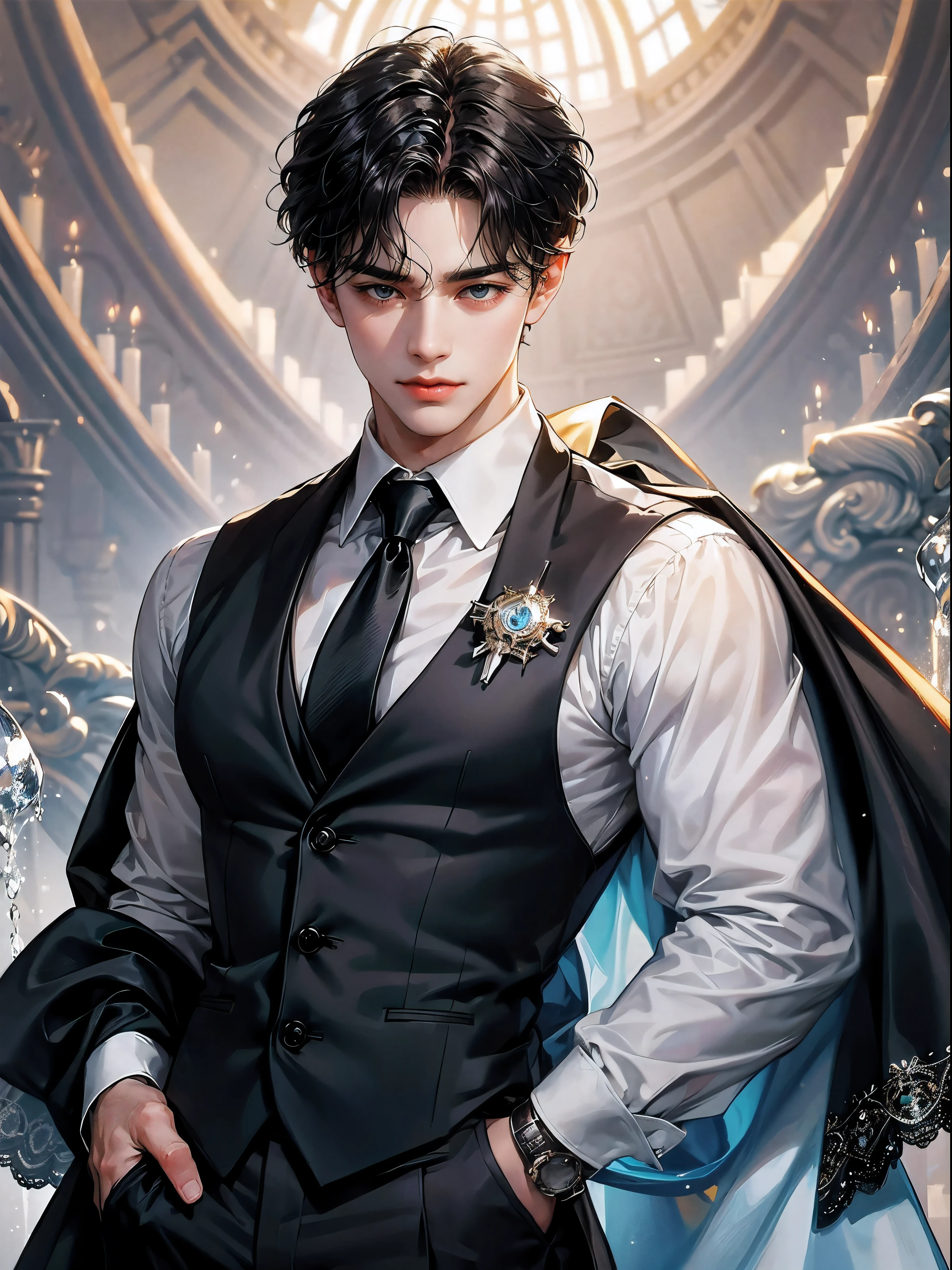 The has has his hands in his pocket