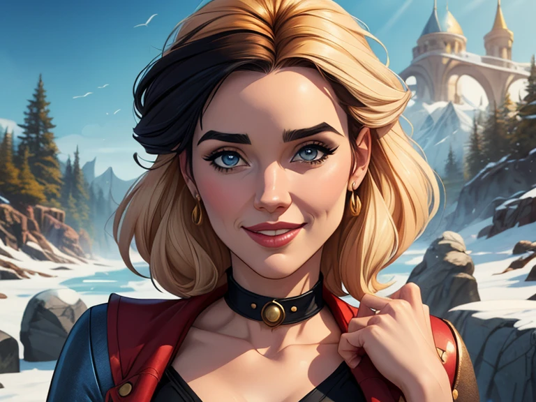 Personagem mulher estilo atompunk Fiona rainha Anna de Arendelle com marcas de guerras Imagem de desenho animado de uma mulher .Ilustra??o estilo desenho animado, estilo de arte dos desenhos animados, estilo de arte dos desenhos animados, digital illustration style, estilo atompunk design de personagens altamente detalhado, arte digital detalhada coragem, Forest fan art, Design de personagens de retrato, beautiful digital illustration, retrato de alta qualidade, Arte em quadrinhos, mulher jovem cabelo com transas lindas . Queen Anna of ArendelleBeautiful lined eyes Medium large bust and wonderful sexy clothes. image expression of sexual desire from waist to head illustration Queen Anne of Arendelle atompunk style Fallout 4 style pose playboy magazine sensual witch Character cartoon style facial expression happy beautiful smile and six medium small portrait mode waist up with lots of gold around her other stones portrait precious mode waist up queen of the south Jennifer Connelly GTA scenery dominatrix gold coins chest with jewelry with her boyfriend, um homem com barba preta, armado com um estilo militar,