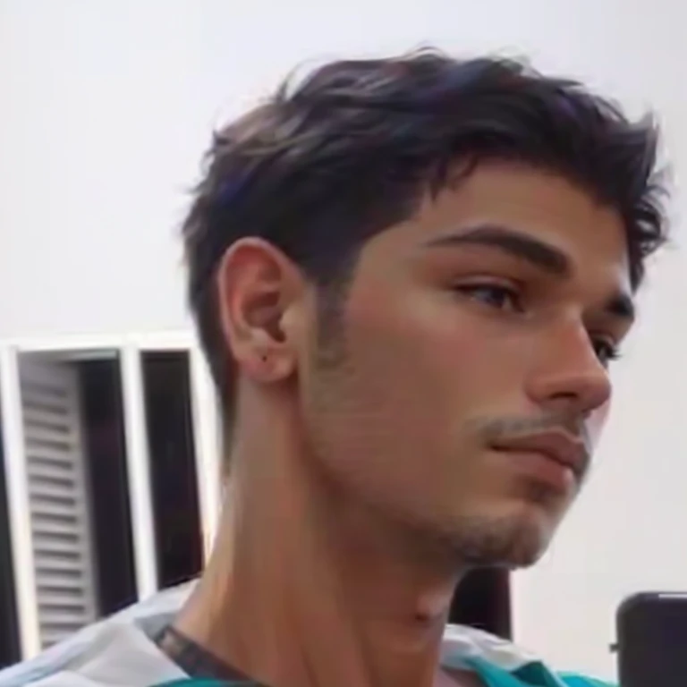 there is a man who is looking at his cell phone, mateus 9 5, foto frontal, caio santos, looks like fabiula nascimento, album photo, biological photo, imagem de avatar, 18 s de idade, icaro carvalho, cerca de 19 anoimagem de perfil, 1 6 anos, o realista, half body head shot