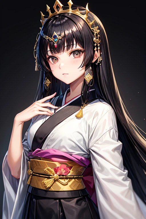 Twelve Simple Kimonos, Princess, Long black hair, black eye, Gold hairpin, Recoloring