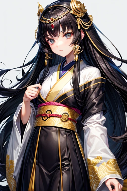 Twelve Simple Kimonos, Princess, Long black hair, black eye, Gold hairpin, Recoloring