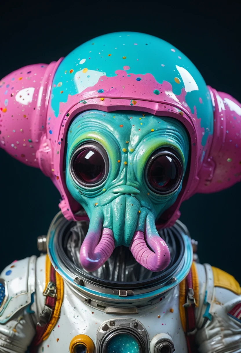 8K, ARTISTIC photogrAphy, best quAlity, mAsterpiece: 1.2), A (potrAit:1.2) Don Bluth Style  ASTRONAUT Cthulhu pink Toon Doll, full body RAW candid cinema, cyan hair, 16mm, color graded portra 400 film, remarkable color, ultra realistic, sad admosphere, dark lighting, oppressive atmosphere, depressive colors, kodak portra 400, photograph,r, Natural Light,  Pinhead lighgts, blur reflection, Brush Strokes, Smooth, abstract, Splatter, Oil On Canvas, rainbow colors, fractal isometrics details bioluminescens : a stunning realistic photograph of wet bone structure, 3d render, octane render, intricately detailed, titanium decorative headdress, cinematic, trending on artstation | Isometric | Centered