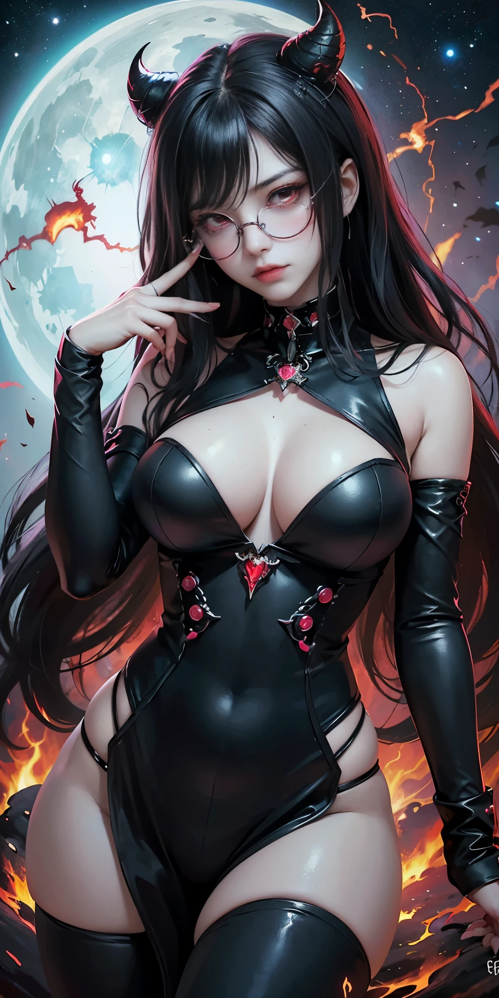 (highest quality,High resolution:1.2),(dark,Threatening:1.1),(Bad luckな:1.1), In the vortex of space,
Heart of a Goth Maiden, Very dark shade.
Her Eyes, Like dazzling fur in a starless haze,
A symphony of despair in their eyes.
Her Mogul Snaps, Mysterious Cemetery,
Think about it, The source of her sadness.
With her black hair swaying in the moonlight,
She weaves despair into her dreams.
oh, Her Soul, Shadow'Embrace,
Take me to space.
At each step of the Kelhudelgoring, She summons darkness,
Dance of the Void, Whippler Big Spark.
Her touch is an icy caress of the void,
In her vague existence, I am left confused.
For Love, Bumblewisk, Cosmic Power,
Stars shining in the endless night.
Confusion swirls, Let the emptiness cry out,
Our love is a dazzling dream in the universe.
Gothic Witch of the entire star world,
In your void, I find my soul.
Hypermaximalist, Anime Style, Breathtaking oil paintings, Surreal, Ultra-realistic digital illustrations that mimic the style of oil paintings, Seamlessly blends the psychedelic visionary art of Alex Grey with the biomechanical aesthetic of H.R. Giger. Great composition, masterpiece, highest quality, (devil,Satan,Lucifer:1.1),(devilish:1.1),(Bad luck,Bad luckな:1.1),(Powerful figure:1.1、Big Breasts、Glasses) 、 ((((Huge glasses, Nerd Glasses, thick glasses, Round Glasses)))),(((Big Breasts)))、(Red eyes glow:1.6)、(Red glowing eyes,Sharp teeth:1.1),(Black wings,thick,shabby:1.1),(hellish landscape:1.1),(fire,sulfur:1.1),(Threatening atmosphere:1.1),(dark shadows,Threatening presence:1.1),(Bad luck clouds,Stormy Skies:1.1),(dark,Spooky atmosphere:1.1),(Bad luck aura,Evil energy:1.1),(dark aura,cigarette:1.1),(intense heat,Burning Flames:1.1),(Surreal,Nightmare Visions:1.1),(Predicting the end:1.1),(Twisted corners,Fiery crown:1.1),(Bad luck whispers,devilish laughter:1.1),(Cry of pain,echoing screams:1.1),(Bad luck symbols,Ancient runes:1.1),(Mysterious Relic,dark artifacts:1.1),(Infernal Ritual,Ritual sacrifice:1.1),(devilish minio
