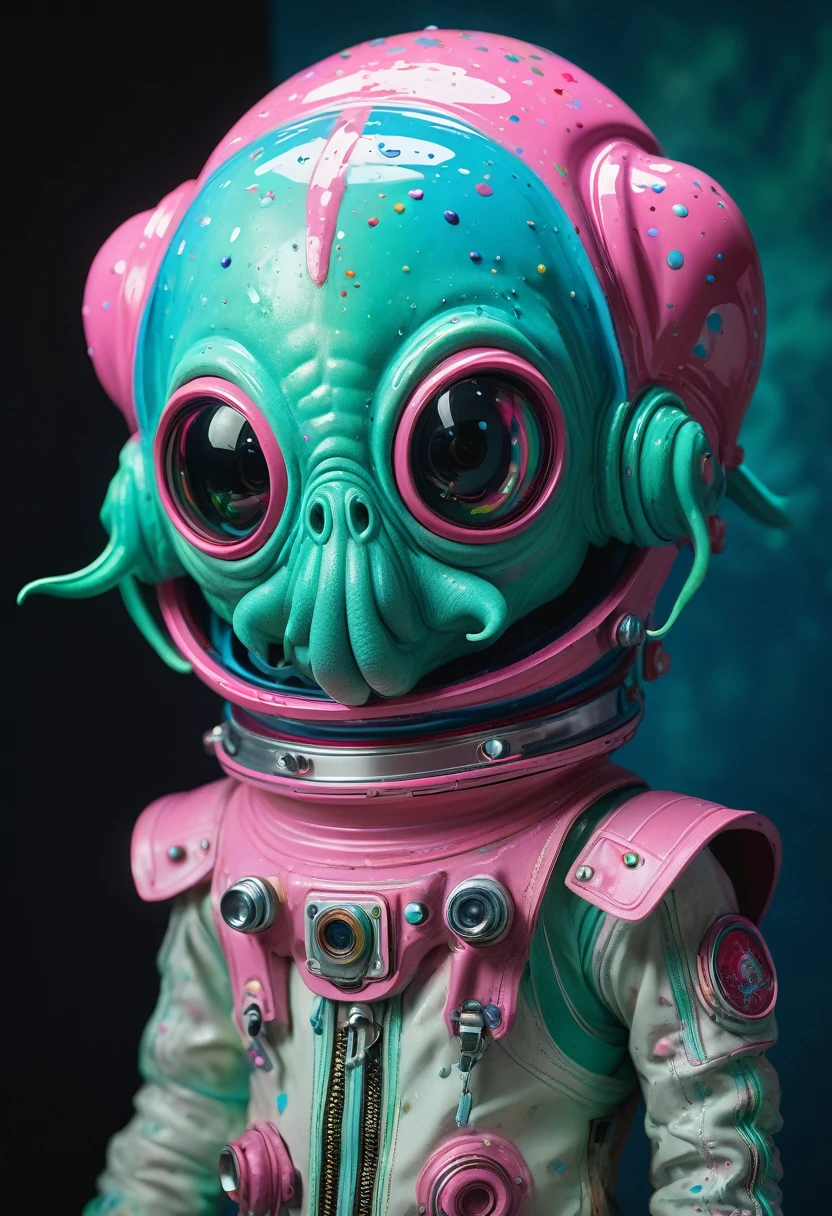 8K, ARTISTIC photogrAphy, best quAlity, mAsterpiece: 1.2), A (potrAit:1.2) Don Bluth Style  ASTRONAUT Cthulhu pink Toon Doll, full body RAW candid cinema, cyan hair, 16mm, color graded portra 400 film, remarkable color, ultra realistic, sad admosphere, dark lighting, oppressive atmosphere, depressive colors, kodak portra 400, photograph,r, Natural Light,  Pinhead lighgts, blur reflection, Brush Strokes, Smooth, abstract, Splatter, Oil On Canvas, rainbow colors, fractal isometrics details bioluminescens : a stunning realistic photograph of wet bone structure, 3d render, octane render, intricately detailed, titanium decorative headdress, cinematic, trending on artstation | Isometric | Centered