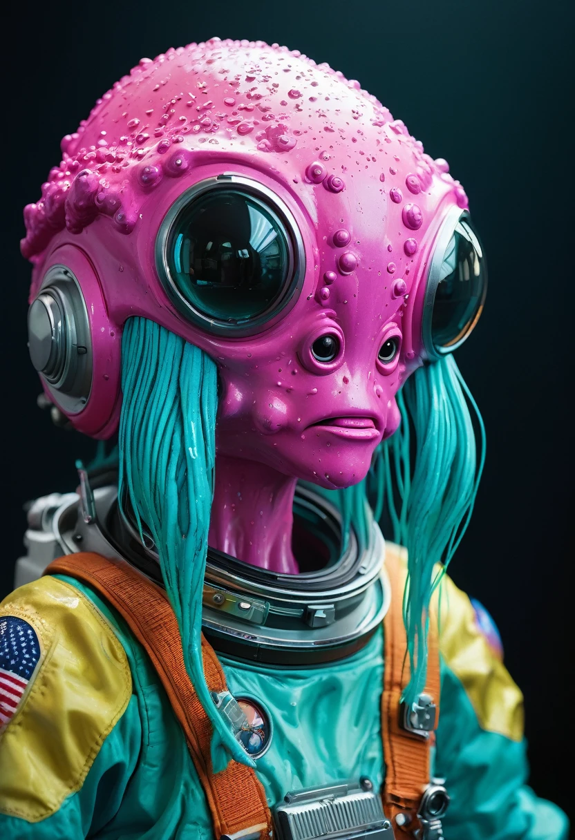 8K, ARTISTIC photogrAphy, best quAlity, mAsterpiece: 1.2), A (potrAit:1.2) Don Bluth Style  ASTRONAUT Cthulhu pink Toon Doll, full body RAW candid cinema, cyan hair, 16mm, color graded portra 400 film, remarkable color, ultra realistic, sad admosphere, dark lighting, oppressive atmosphere, depressive colors, kodak portra 400, photograph,r, Natural Light,  Pinhead lighgts, blur reflection, Brush Strokes, Smooth, abstract, Splatter, Oil On Canvas, rainbow colors, fractal isometrics details bioluminescens : a stunning realistic photograph of wet bone structure, 3d render, octane render, intricately detailed, titanium decorative headdress, cinematic, trending on artstation | Isometric | Centered