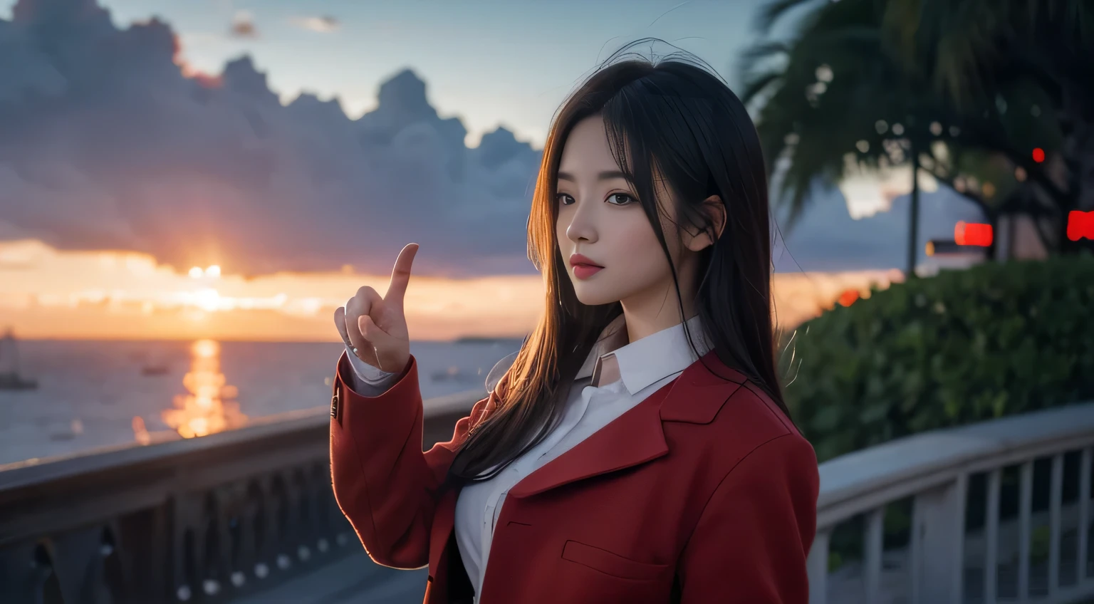 Hair shaking, victory, Long eyelashes, Solid round eye, A faint smile, ears red, direction, Surrealism, shadow, Relief, Stereogram, Standing picture, View, Atmospheric perspective, 8k, Super Detail, precise, best quality,(Blue eyed anime girl pointing with finger:1.1), guweiz, (best quality,4K,Kona sauce wallpaper:1.2), (Anime style artwork:1.1), Popular on artstation and pixiv, from "Girls' Frontline", (4K anime wallpaper:1.1), (4K anime wallpaper:1.1), (4K anime wallpaper:1.1), (Gu Weisz style artwork:1.1)