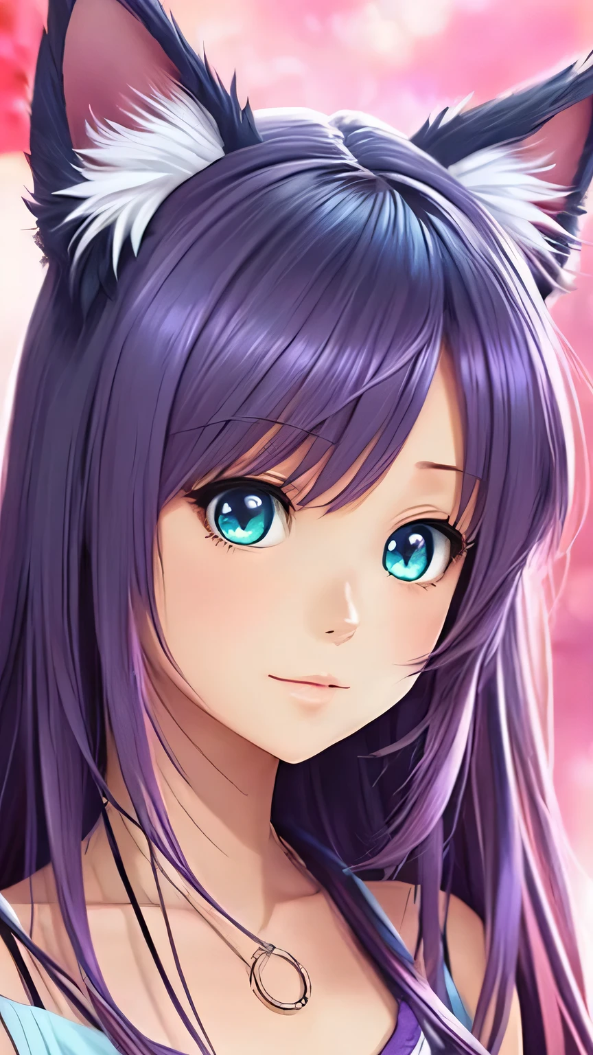 There is a woman with pink hair and cat ears., Very beautiful cute cat girl, Charming cat girl, Real life anime girls, Ultra realistic anime, beautiful Anime cat girl, Anime cat girl, Beautiful young cat girl, Very Beautiful Anime Cat Girl, Surreal , Enchanting anime girl, cute Anime cat girl, Cat ears anime girl