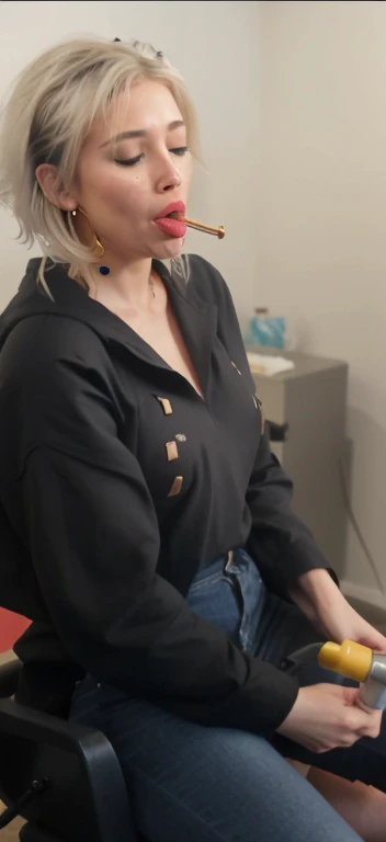 Sexy white woman, gold hoop earrings oversized, hair salon, under Helmet hair dryer , hooddryer, brainwashing, naked, undress , sucking a dick , nipples lactation machine, hooddryer, hair dryer helmet,
Brain suck, huge red lips , fellation, dick in her mouth, porn, futanari, mouth swallowing sperm, hair afro, vagina sex machina