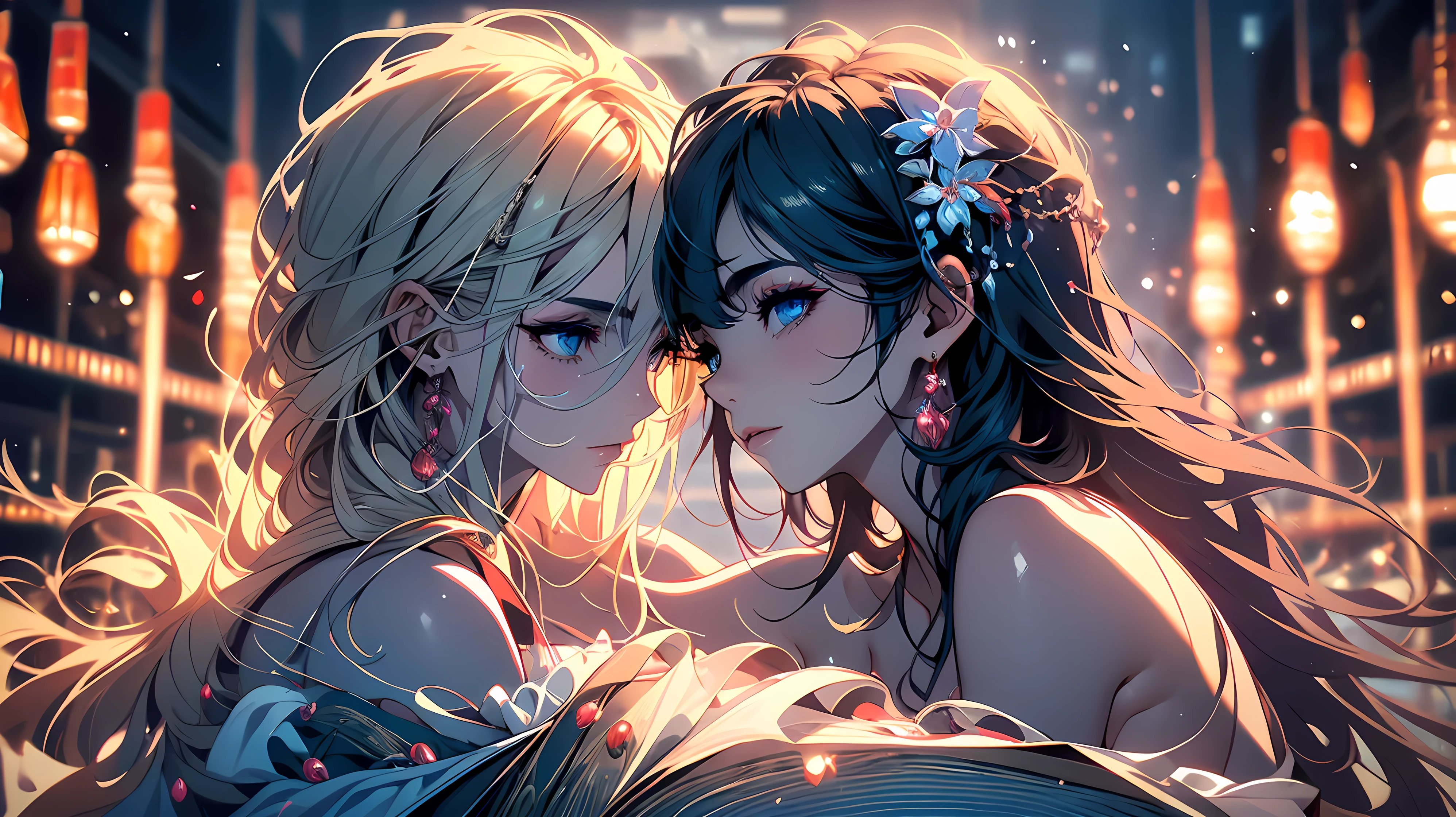 (best quality,4k,8k,highres,masterpiece:1.2),ultra-detailed,(realistic,photorealistic,photo-realistic:1.37),erotic girls,beautiful detailed eyes,beautiful detailed lips,intense gaze,passionate embrace,intricate sensual experience,soft and smooth skin,wavy flowing hair,delicate fingertips touching,seductive whispers,subtle blush on their cheeks,tantalizingly close lips,gentle kisses on necks and shoulders,sensual warmth and desire,sublime curves and figures,provocative clothing and lingerie,mesmerizing eye contact,playful and intimate moments,aesthetic and artistic composition,captivating atmosphere,subtle and alluring lighting,perfect harmony of shadows and highlights,expressive facial expressions,subtle hints of desire and passion,intimate connection between the two girls,unspoken chemistry and attraction,breathless anticipation of what's to come,color palette of deep reds and passionate purples,feminine and seductive poses,dripping with sensuality and eroticism,unabashed and raw passion that ignites the canvas