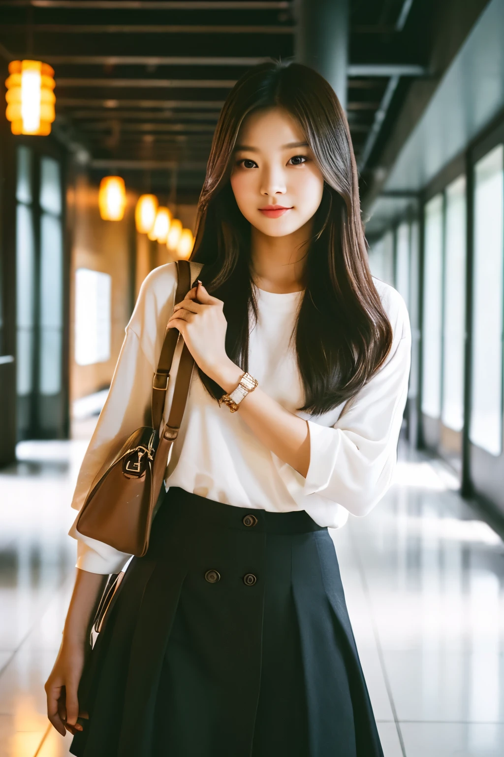 there is a woman standing in a hallway making a heart with her hands, jaeyeon nam, blackpink jennie, roseanne park of blackpink, bae suzy, portrait of jossi of blackpink, tzuyu from twice, shot on canon eos r 5, heonhwa choe, shot on canon eos r5, portrait of female korean idol, captured on canon eos r 6