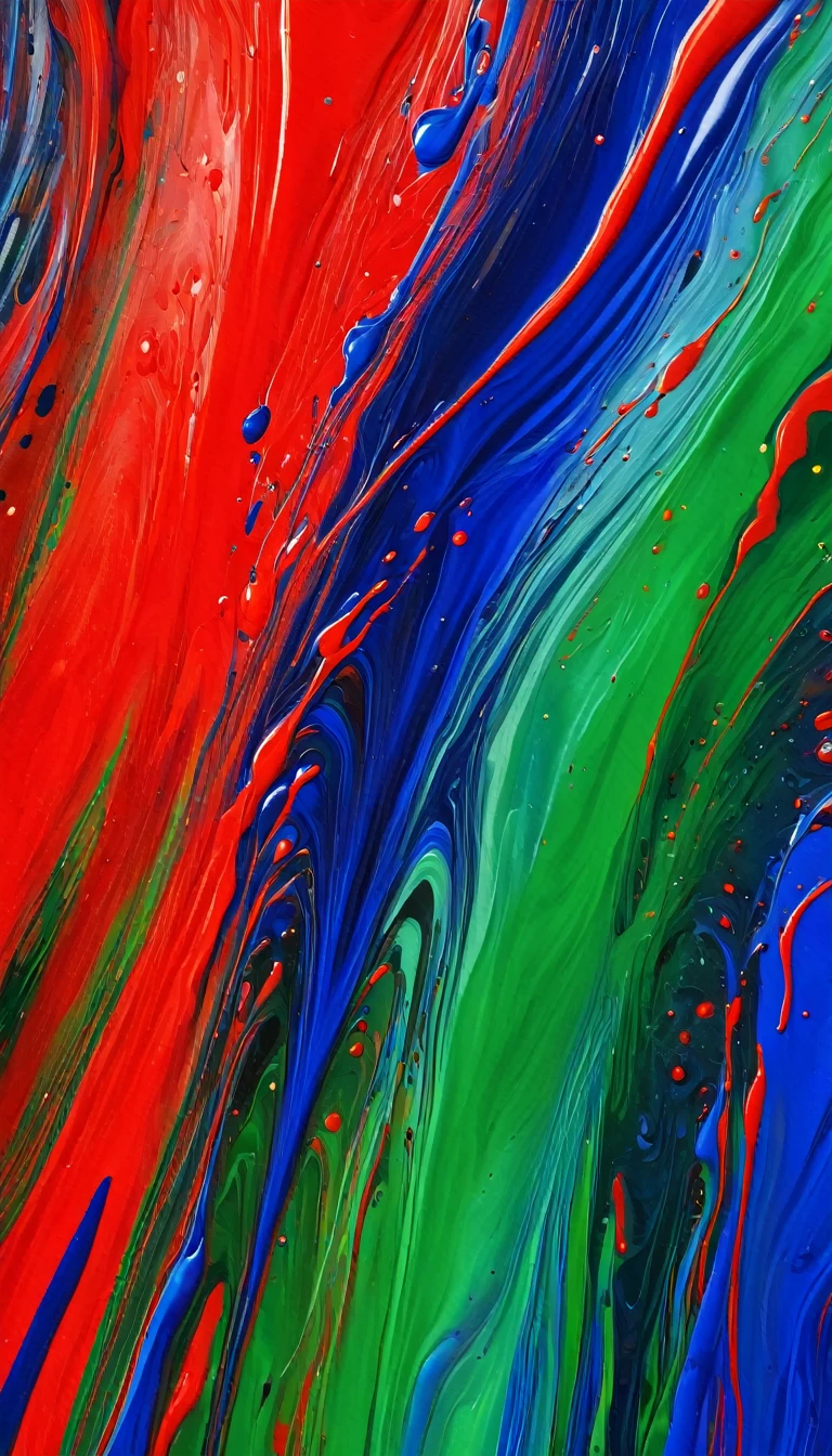 Tornado of red, blue and green oil paint liquids, Neurodivergent expressive Art., closeup, digital painting, abstract, colorful, expressive, unique style, high resolution, vibrant colors, personal interpretation, emotional impact, artist unknown, art showcase, inclusive, diverse representation