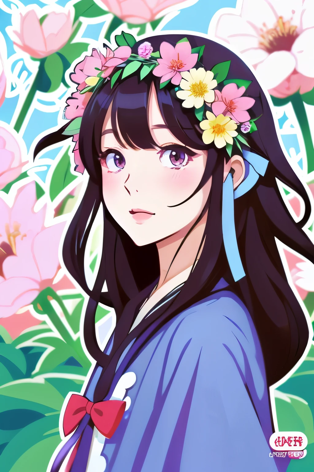 there is a woman with a flower crown on her head, marin kitagawa, marin kitagawa fanart, sakura kinomoto, harumi, sakimimichan, artstyle hiraku tanaka, official artwork, mihoyo art style, chiho, album cover, mihoyo, rei hiroe, portrait n - 9