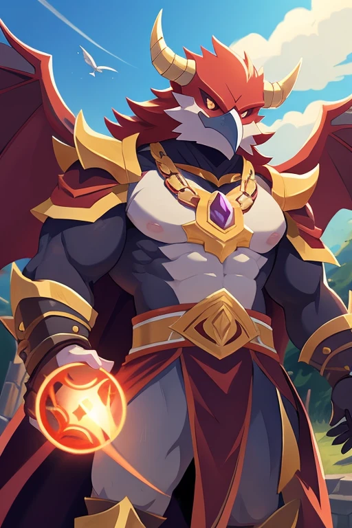 High delicate,professional depiction,whole body,RPG,bird,enemy,Demon King,boss,macho,Lv1000