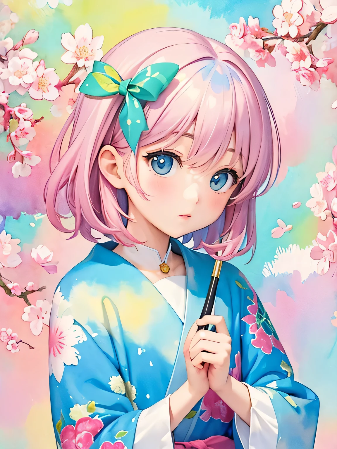 Momoko Sakura style、8K Quality、Intense watercolor, Detailed watercolor art, Watercolor splash, Surreal, avant-garde pop art, Beautiful and expressive paintings, Beautiful artwork illustration, Very colorful tones, wonderful, Cool beauty, highest quality、Official Art, Vector art, Stylish design, ((The most beautiful girl of all time)), (((highest quality))), HDR, ((detailed)), (((Doodle Art)), ((masterpiece)), ((Super detailed)), (((Lots of friends))), ((Study together)))、School、