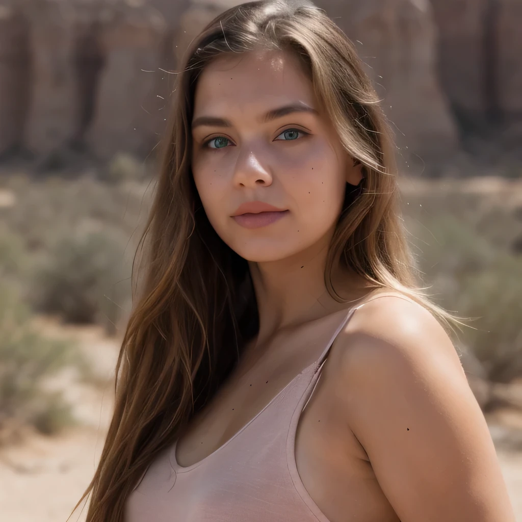 photo of a college student, in Desert Color Coarse Linen Pink,Desert Color Coarse Linen, (freckles:0.8) cute face, sci-fi, dystopian, detailed eyes, Heterochromia eyes((Side view))