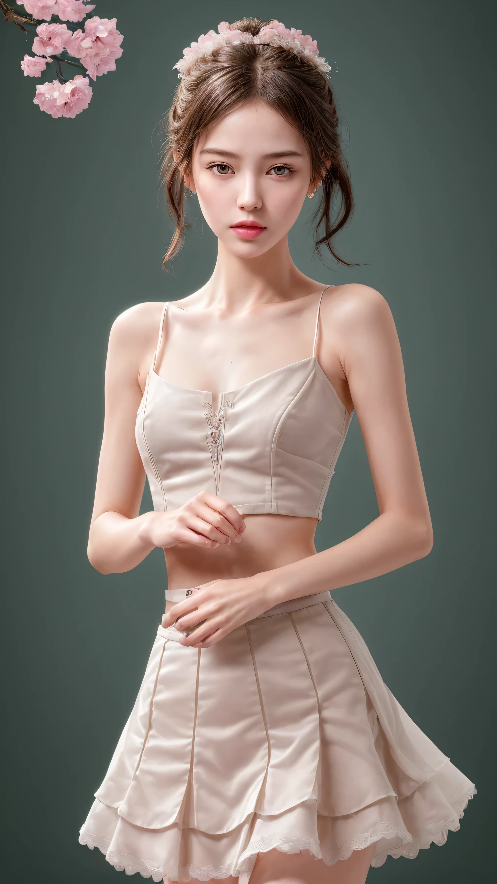 best quality, Outstanding details, Ultra-high resolution, (Honesty: 1.4), Best example, Favor the details, Highly concentrated 1girl, Beautiful face, Delicate clavicle, High quality fishtail skirt, shy