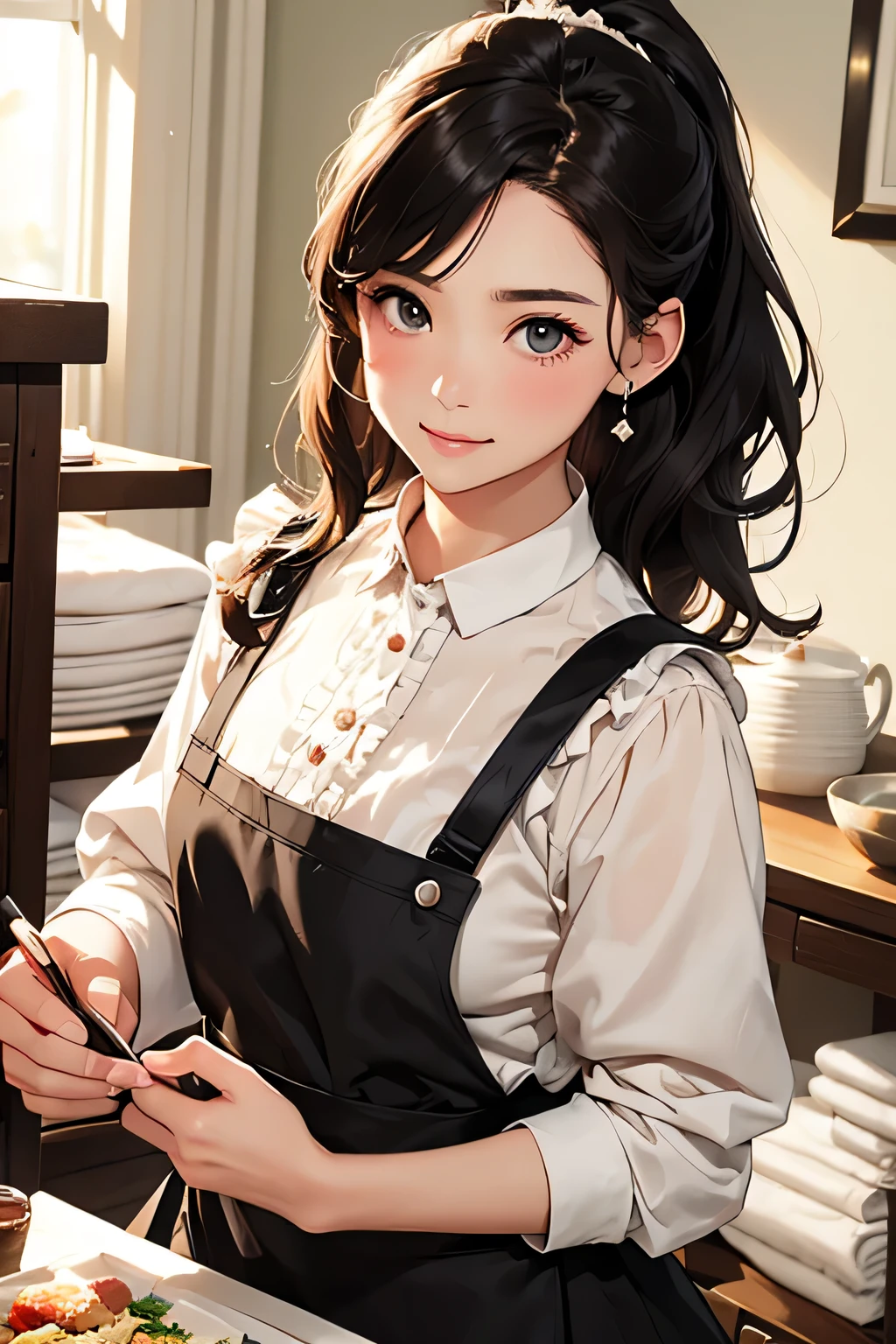 highest quality、High resolution、Detailed Background、(Beautiful face in every detail:1.4)、Anatomically correct、(Draw the usual number of fingers:1.2)、(Detailed facial expressions)、(Detailed eyes:1.2)、(Detailed eyes:1.2)、Beautiful, smooth skin、age beauty、(Three Women)、(Highly detailed face:1.4)、Black Hair、Brown Hair、ponytail、Bobcut、Braided long hair、Wavy Hairstyle、well-groomed eyebrows、Cute Eye Makeup、Cute Lip Makeup、Traditional Made、
One of the maid's jobs is cleaning and organizing.、
Cleaning the room, vacuuming, making the bed、Responsible for daily cleaning and tidying, including organizing clothing、
Also prepares and serves food、Food preparation and cooking、Presentation of meals、Responsible for all food related duties including table setting、
Owner or family、Also responsible for taking care of visitors.、Assisting with taking care of my husband's clothes、Dealing with family and guests、Tea and alcohol service will be provided.、
I also take care of the clothes、Washing and ironing、We manage and maintain clothing, including repairing and storing it.、
Schedule management for housekeeping and service work、I plan my work and manage my time according to my family and husband's schedules.、
Owner or family、Also responsible for facilitating communication with visitors.、Polite service and smiling customer service、Communicate with appropriate manners、
Etiquette and manners also play a particularly important role、We will maintain proper table manners and etiquette, and strive to behave in an elegant and refined manner.、
Pair a black dress with a white apron、The frills and ribbon design on the apron add a nice accent.、
A soft arrangement with pastel colors will give you a cute impression.、Try choosing colors like pink and mint green.、
Lace and chiffon materials add a feminine and delicate touch.、Sleeves and aprons made with lace and chiffon、Try incorporating it into your design、
Ribbons and head accessories can add cuteness and accents.、Try adding ribbons to your dress or apron, or matching it with a headband or ribbon hair accessory.、Consider the appropriate accessories and shoes depending on the occasion and event you will be wearing the outfit.