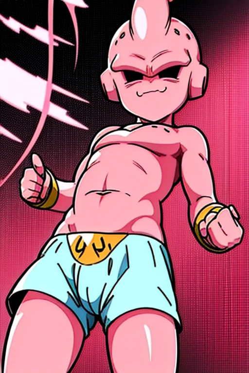 
Cute,buu with swim shorts, happily, 