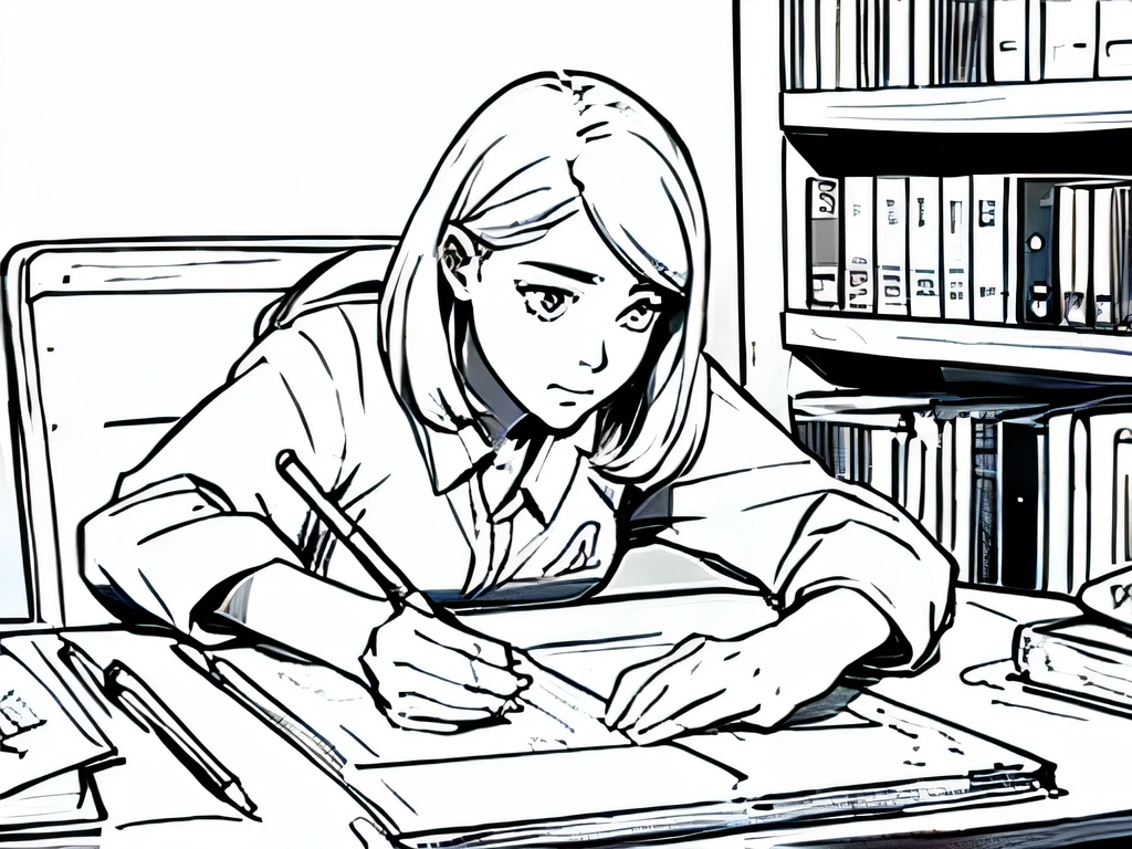 Student in drawing style