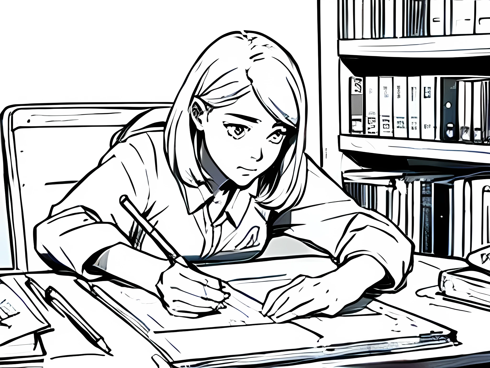Student in drawing style 