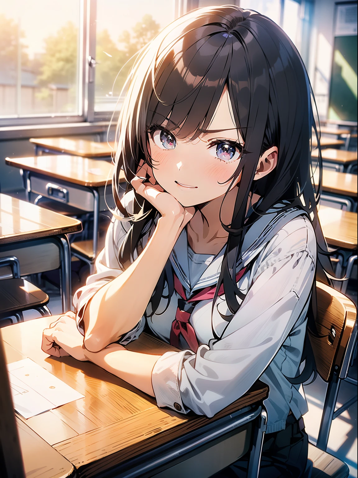 in 8K、top-quality、masterpiece、ultra-detailliert、Ultra-high resolution、Anime style、1 、Classroom、angry