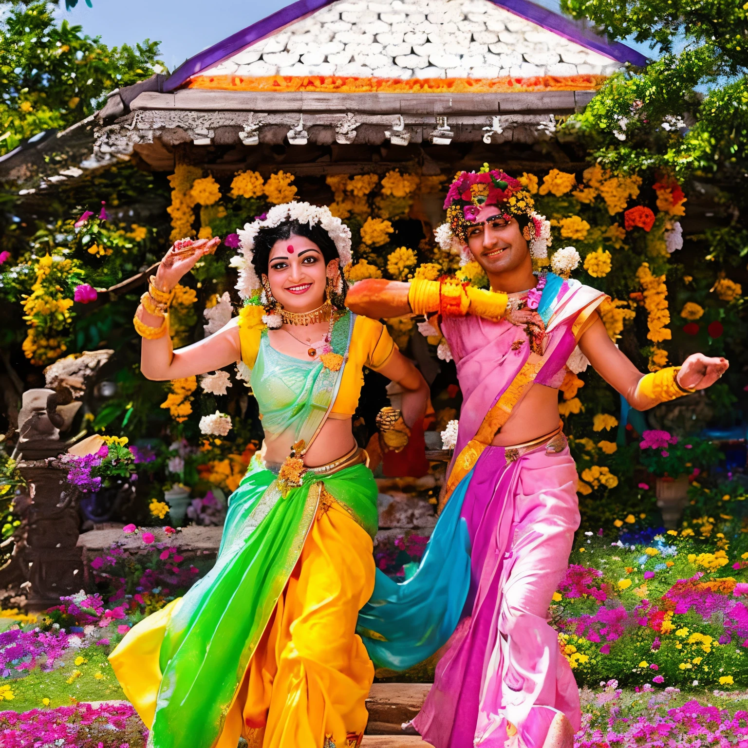 meera mata and Krishna, flowers, love, devotion, spiritual hindu temples