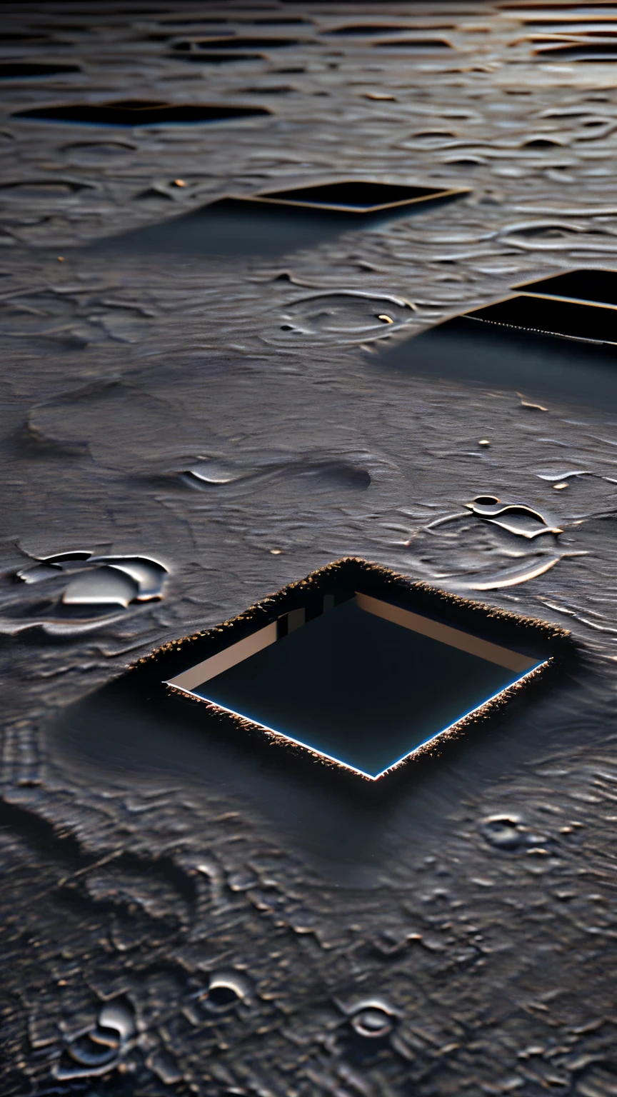 square frame with blank image on the center image, on moon surface, cinematic illumination, popular on ArtStation, 4K resolution, hyperrealism, emphasis on details, Unreal Engine 5, cinematic aesthetic, light atmosphere