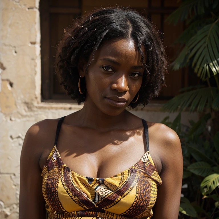 Femme Africaine 35 ans, environ 64 kilos. Dressed Responsibly, depressed face.