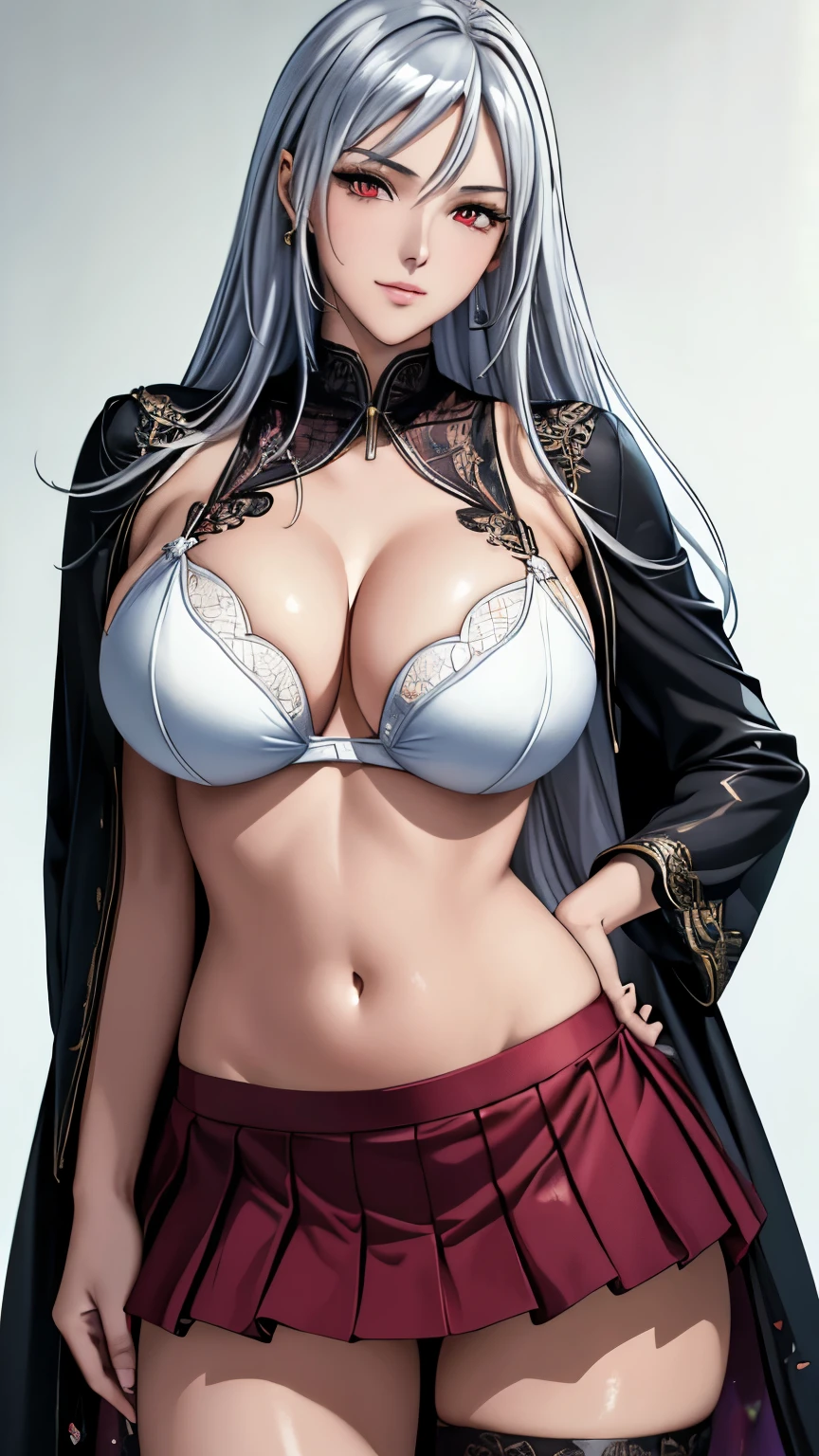red eyes, (highest quality, masterpiece painting:1.3), immature woman, , (half body shot), masterpiece, ultra high resolution, Decorative panel, abstract art, (Photoreal:1.0), ((light silver hair)),straight hair, beautiful shining hair, white and shining skin, ((Ultra realistic details)), octane rendering, highly detailed face, (make a heart with hands), Wearing Fluorescent fabric:harem outfit,Suzhou embroidery technique:Lace sequin cloak woven from feathers, ((wet, drenched)), (((nipple perked out from under clothes))), ((A pose that shows off your pussy)), (((lift up the skirt))), (((very tight pussy))), ((pussy juice)),(bottomless,not wearing pants:1.4),(spread your legs), Fabric Glows, open neckline, cleavage, perfect body, soft skin, silver earrings, (pure white background:1.4), sharp focus, intricate details, professional artwork, (bright colors:1.1), bright colors, diffused lighting, digital blending, ultra-definition body, ultra detail hair, super detailed face, trending on pixiv, top button open, compensate, perfect lips, perfect compensate, Ultra-precision coating, (light_smile:0.8), (Very embarrassed:1.2),