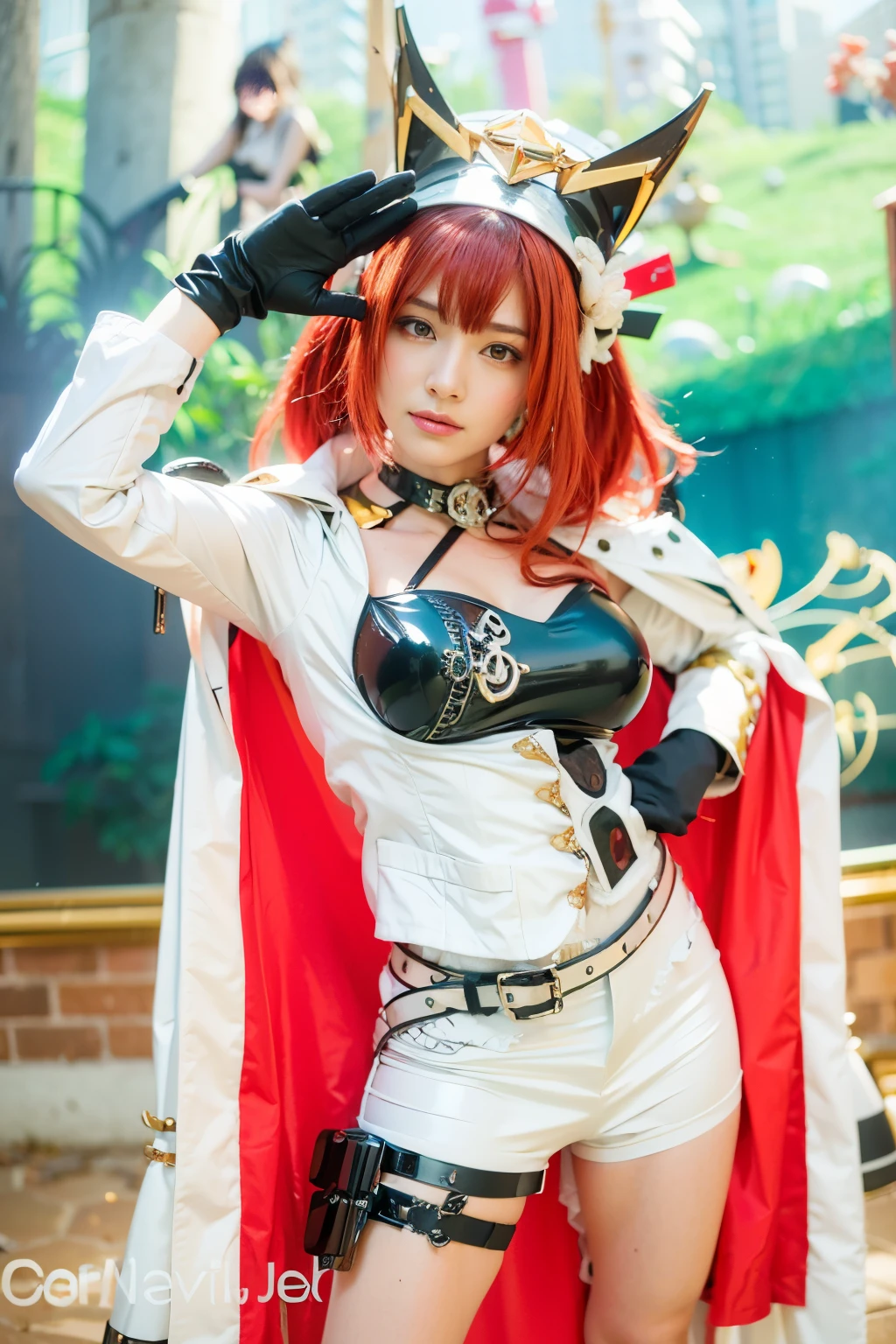 (top-quality:1.2, masterpiece)、ultra high resolution、extremely ultra surrealism, (Photorealsitic:1.4)、Raw photo、(Steampunk Battle Cyborg fallen angel)、large wings made of metal、black porcelain body、red hair、glowy skin、1 Cyborg girl、(mechanical frame:1.3)japanese, extremely cute face, ((super realistic details))、portrait、globalillumination、Shadow、octan render、8K、ultrasharp、character edge light、Details of complex ornaments、Acrylic Clear Cover、Sumerian details、Hydraulic cylinder、Small LED lamp、highly intricate detail、Realistic light、a purple eye、radiant eyes、Facing the camera、neon details、cowboy shot、Futuristic headgear、About Cyberpunk