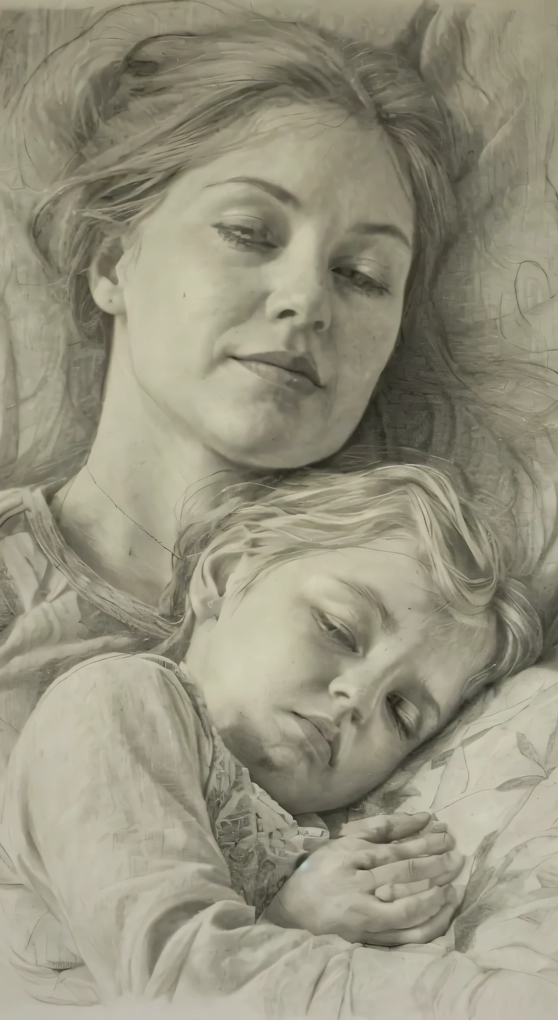 mother and pencil drawing