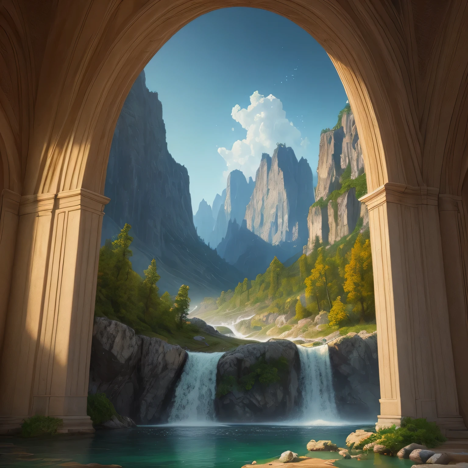 landscape,water,(Highly detailed CG Unity 8k wallpaper), bible world, The most beautiful works of art in the world,Professional majestic oil painting,Complex, Attention to detail, Sharp focus, dramatic, Photorealistic pictorial art