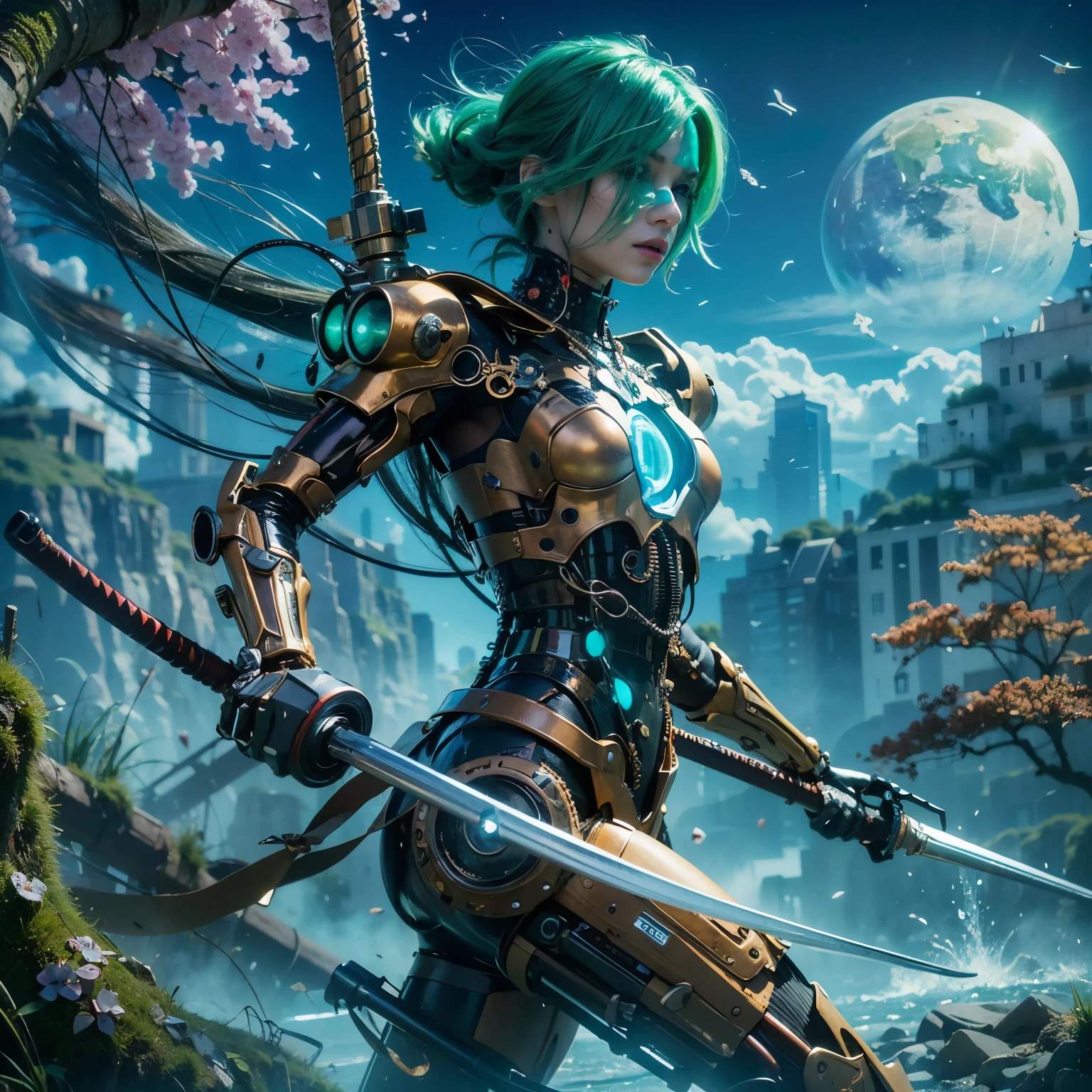 (top-quality:1.2, masterpiece)、ultra high resolution、extremely ultra surrealism, (Photorealsitic:1.4)、Raw photo、(Steampunk Battle Cyborg fallen angel)、large wings made of metal、black porcelain body、red hair、glowy skin、1 Cyborg girl、(mechanical frame:1.3)japanese, extremely cute face, ((super realistic details))、portrait、globalillumination、Shadow、octan render、8K、ultrasharp、character edge light、Details of complex ornaments、Acrylic Clear Cover、Sumerian details、Hydraulic cylinder、Small LED lamp、highly intricate detail、Realistic light、a purple eye、radiant eyes、Facing the camera、neon details、cowboy shot、Futuristic headgear、About Cyberpunk