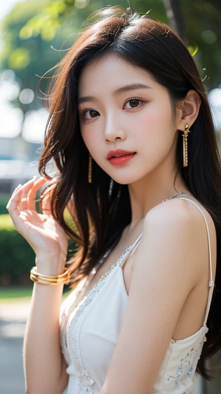 (masterpiece:1.3), (8 thousand, realistic, RAW photos, best quality: 1.4), (1 woman),(very sexy), (Beautiful makeover), (유난히 아름다운 realistic 얼굴), (Build a beautiful body) , (long eyelashes),  (double eyelid), (black hair. parted, long hair:1.3), (아름다운 parted스타일), (Realistic and truly beautiful and delicate eyes), (beautiful and big breasts), (realistic and beautiful skin), (absurd), (attractive), (ultra high resolution), (extremely realistic), (very detailed), (golden ratio),   (necklace),  (earring), (So beautiful and sexy)
