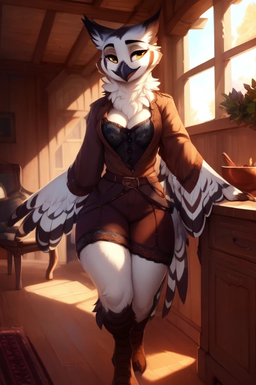 feral:1.2),(walkingwake:1.3), Male focus, 8k wuality, ultra realistic, 3d render, digital art, beautiful and detailed portrait of a female owl, hi res,soft shading,good anatomy, feathered tail, (posing:1.3), (soft shading), 4k, hi res, ((detailed face, detailed)), by zackarry911, by zaush, (by personalami:0.5), looking at viewer, uploaded on e621, explicit content, 3d, cutesexyrobutts, hioshiru, (bastika, cutesexyrobutts, hioshiru), ((masterpiece)), ((best quality)), ((cinematic lighting)), ((countershading)), ((detailed background)), y kenket, Ross Tran, ruan jia, zaush, foxovh, by Zackary911, by hyattlen, by teranen, by fumiko, by Pixelsketcher, by Bayard Wu, by Thomas Benjamin Kennington, by Einshelm, by Kilinah, by Coffeesoda, by Hioshiru, by fluff-kevlar, by r-mk, owl, medieval, fantasy, neck fluff, neck fur, solo, fantasy, female, Avian, (((confident, seductive))), neck tuft, big eyes, Feathers, winged arms, bird feets, bird feather tail,, living room, indoors, anthro, thick thighs, wide hips, teasing, wide hips, huge thighs, slightly chubby, clothed, fluffy, cleavage, big hips,
