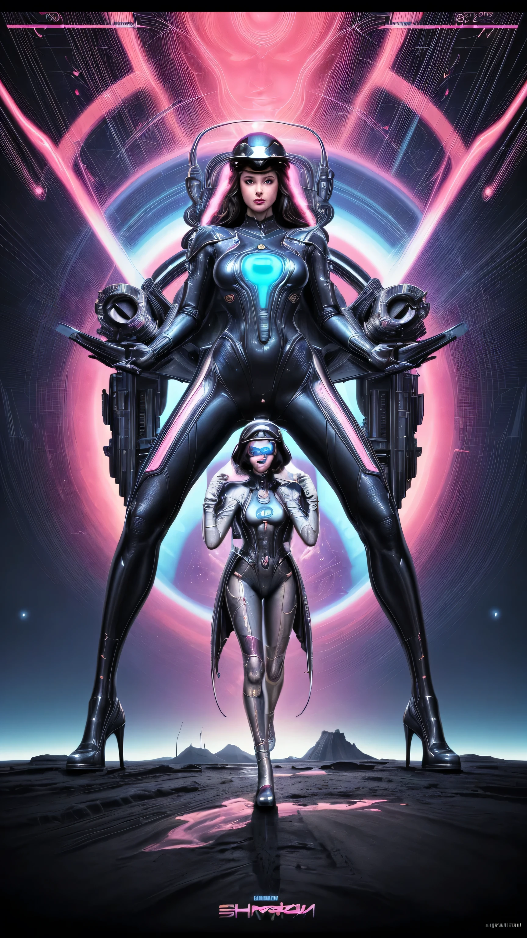 There is a painting，The woman in the painting is wearing a helmet, Stephen Hickman, synthwave art style ]!!, Widescreen Panorama, atom punck, Epic bright images, Avant-garde aesthetics, sorry for spelling, Futuristic France, Juan Jimenez, Popular on artstaion, author：Julian Allen, 7 0 Palette, Maximalism. amazing, From 2019 sci-fi 8k movies  