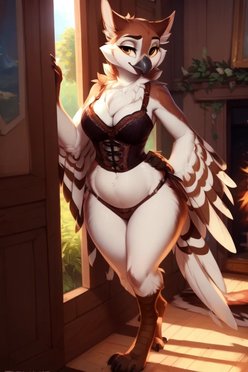 feral:1.2),(walkingwake:1.3), Female focus, 8k wuality, ultra realistic, 3d render, digital art, beautiful and detailed portrait of a female owl, hi res,soft shading,good anatomy, feathered tail, (posing:1.3), (soft shading), 4k, hi res, ((detailed face, detailed)), by zackarry911, by zaush, (by personalami:0.5), looking at viewer, uploaded on e621, explicit content, 3d, cutesexyrobutts, hioshiru, (bastika, cutesexyrobutts, hioshiru), ((masterpiece)), ((best quality)), ((cinematic lighting)), ((countershading)), ((detailed background)), y kenket, Ross Tran, ruan jia, zaush, foxovh, by Zackary911, by hyattlen, by teranen, by fumiko, by Pixelsketcher, by Bayard Wu, by Thomas Benjamin Kennington, by Einshelm, by Kilinah, by Coffeesoda, by Hioshiru, by fluff-kevlar, by r-mk, owl, medieval, fantasy, neck fluff, neck fur, solo, fantasy, female, Avian, (((timid))), neck tuft, big eyes, Feathers, winged arms, bird feets, bird feather tail,, living room, indoors, anthro, thick thighs, wide hips, teasing, wide hips, huge thighs, slightly chubby, clothed, fluffy, cleavage, big hips, curvy,