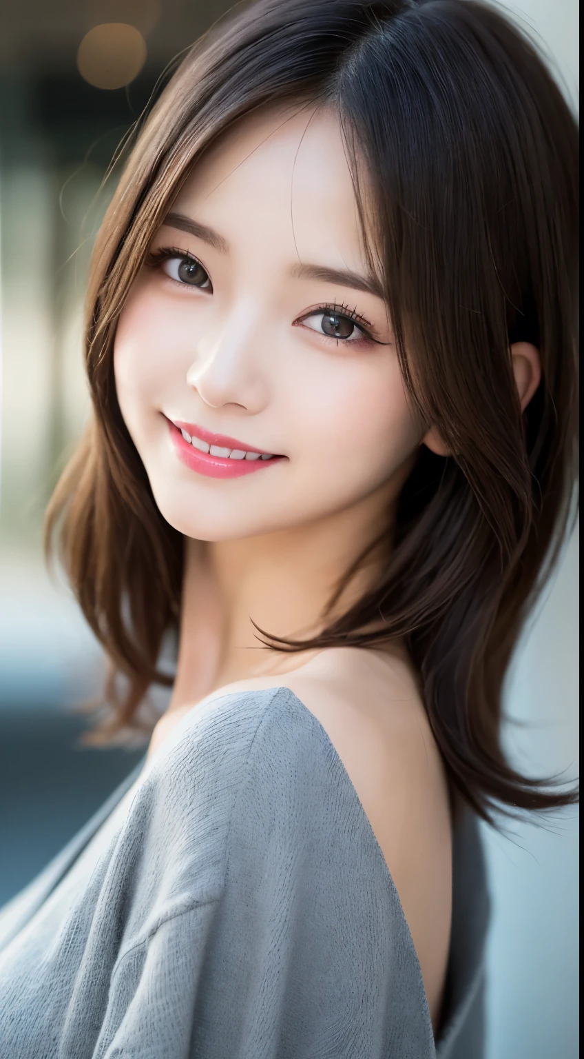 Tabletop, highest quality, shape, Very detailed, finely, High resolution, 8k wallpaper, 完璧なダイナミックな構shape, Beautiful and detailed,ランダムなcute髪,,Natural color lip, Bold sexy pose,smile、20-year-old girl、cute、Looking at the camera,Always blur the background,Perfect and beautiful face,Slim face and figure,Big eyes、Putting on gal makeup,Small face,Shooting from below、smile,Blurred Background,Elegant feminine face、Cyberpunk Fashion、smile、Change pose randomly、Randomly change the shooting angle and position