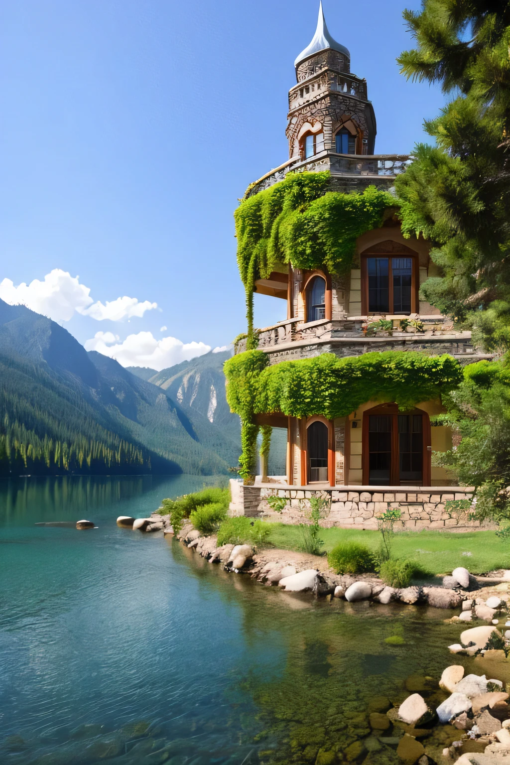 Western number castle、Deep in the mountains、lake