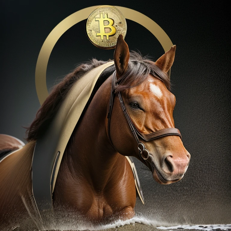 /horse surrounded by bitcoins