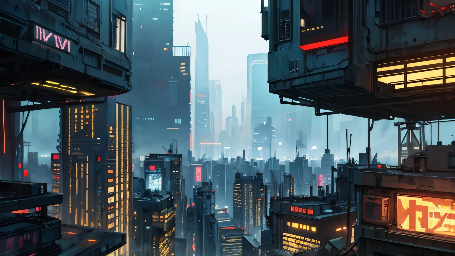 Cyberpunk style city，Dystopia，Urban slums