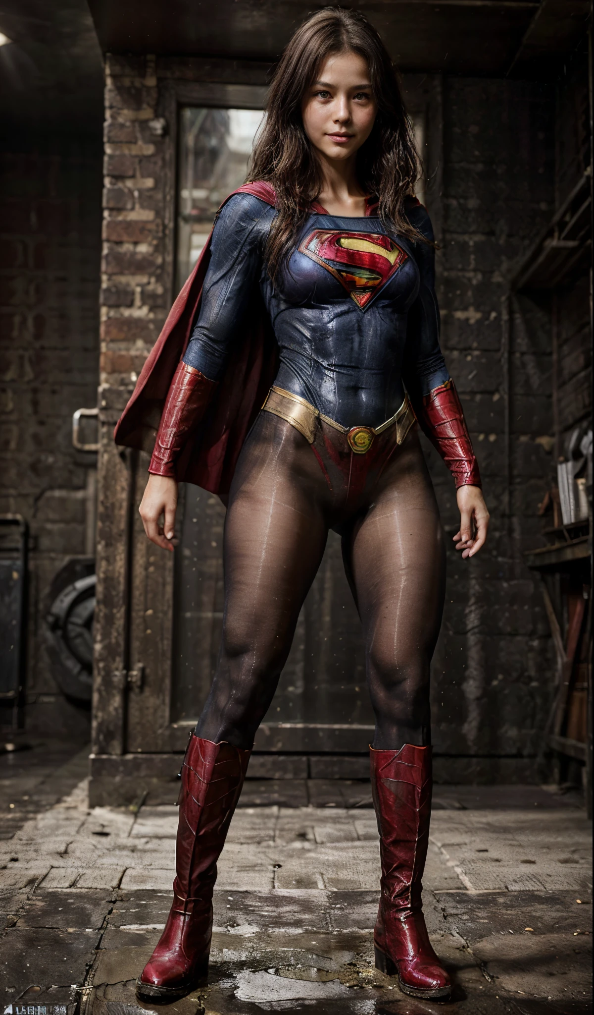 No background、(((Beautiful legs in black tights.)))、(((Legally express the beauty of your smile)))、((((Make the most of your original images)))、(((Supergirl Costume)))、(((Beautiful Hair)))、(((suffering)))、(((Please wear black tights....、Wear red boots)))、((Best image quality、8k))、((highest quality、8k、masterpiece:1.3))、(((Preserve background )))、Sharp focus:1.2、Beautiful woman with perfect figure:1.4、Slim Abs:1.2、Wet body:1.5、Highly detailed face and skin texture、8k
