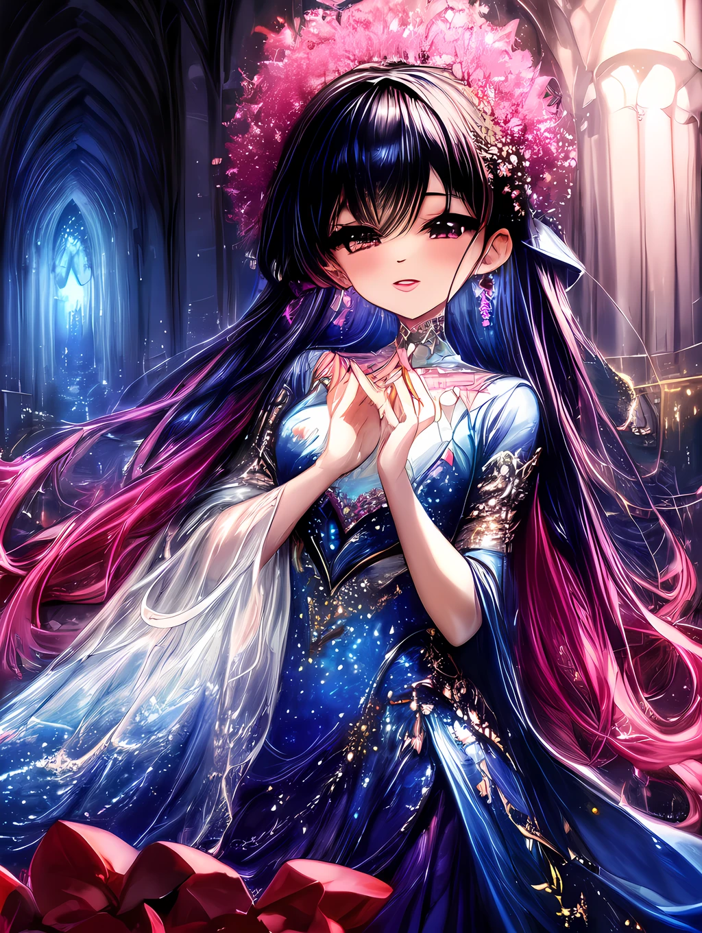a beautiful artwork of blooming flowers with delicate petals and vibrant colors.