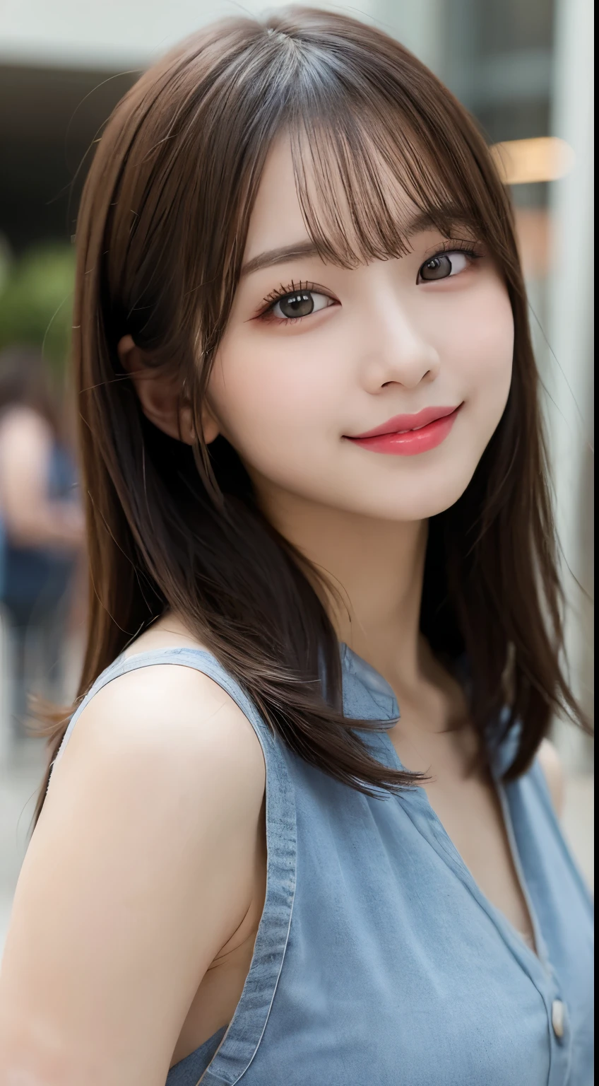 Tabletop, highest quality, shape, Very detailed, finely, High resolution, 8k wallpaper, 完璧なダイナミックな構shape, Beautiful and detailed,ランダムなcute髪,,Natural color lip, Bold sexy pose,smile、20-year-old girl、cute、Looking at the camera,Always blur the background,Perfect and beautiful face,Slim face and figure,Big eyes、Putting on gal makeup,Small face,Shooting from below、smile,Blurred Background,Elegant feminine face、Cyberpunk Fashion、smile、Change pose randomly、Randomly change the shooting angle and position