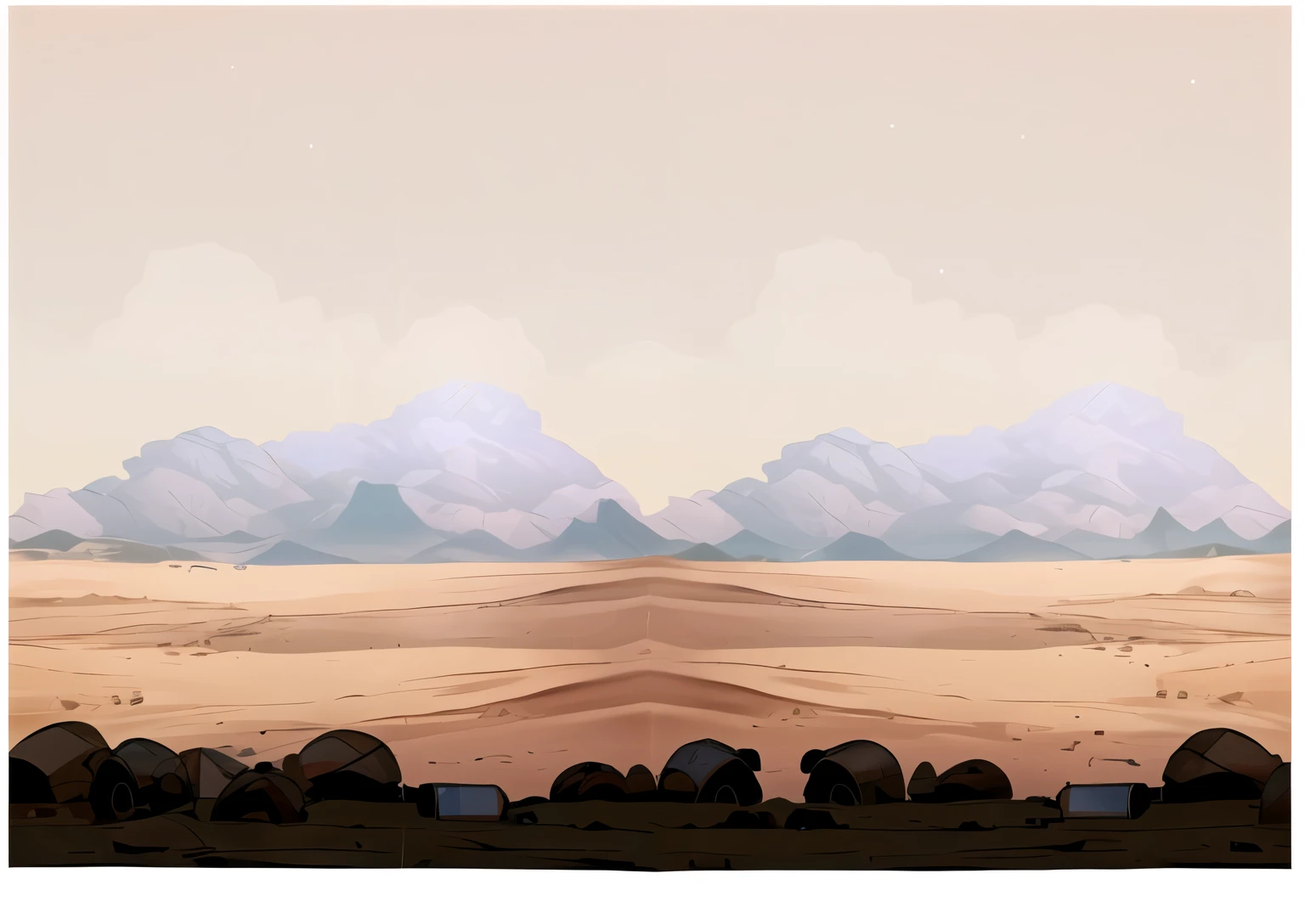 there is a photo of a desert with tents and mountains in the background, Fundo do deserto, desert environment, Deserto Deserto, steampunk Fundo do deserto, fundo de arte do jogo 2 d, sand and desert environment, deserto plano, fundo do jogo 2d, terras desertas, fundo do campo de batalha, fundo de jogo para celular, dark Fundo do deserto, arte de fundo, fundo da arena, Deserto ao fundo