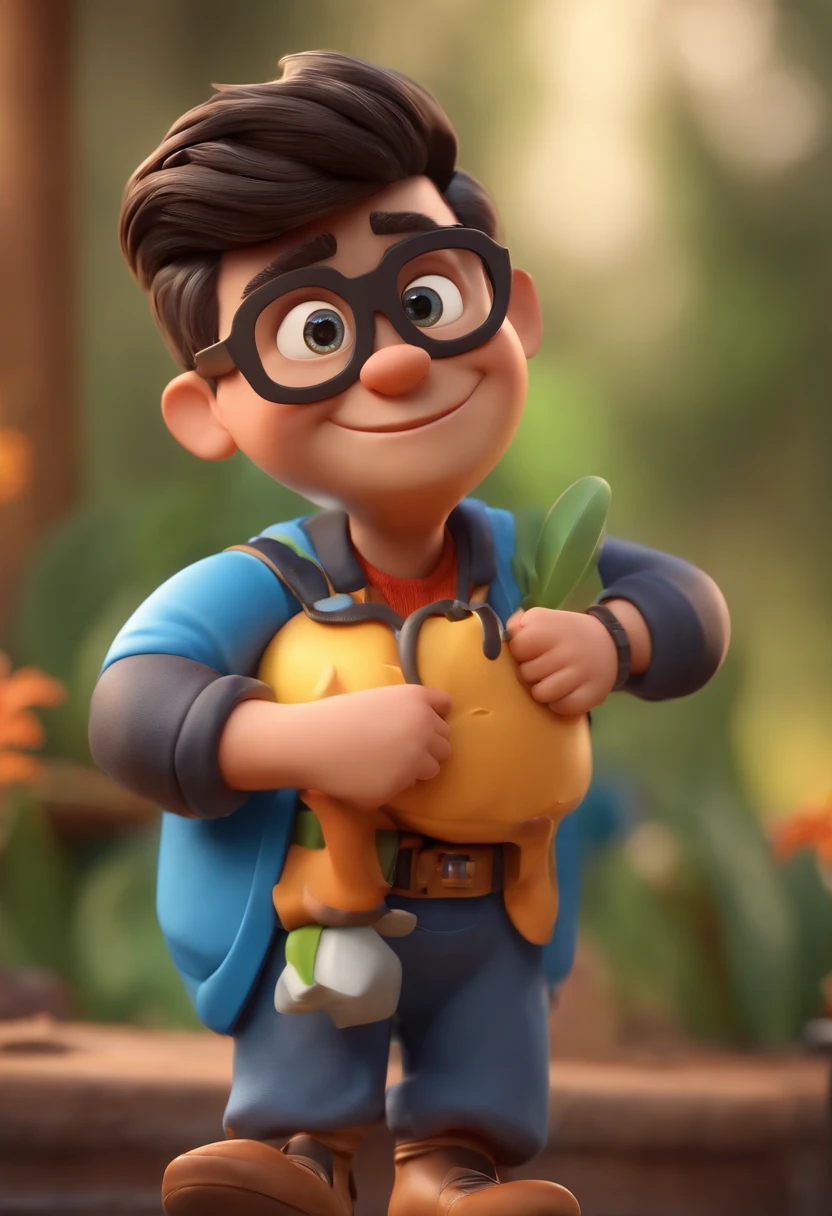 Cartoon character of a man with black glasses and a blue shirt, animation character, Caractere estilizado, animation style rendering, 3D estilizado, Arnold Maya render, 3 d render stylized, toon render keyshot, Personagem 3D, Personagem 3D, 3d rendering stylized, 3 d character render, personagem de desenho animado, Personagem de close up, Pose de personagem,  (Estilo Pixar) (master part:1.2) (Bokeh) (best quality) (pele detalhada) (textura detalhada) (8k) (argila) (Cinematic lighting) (sharp focus