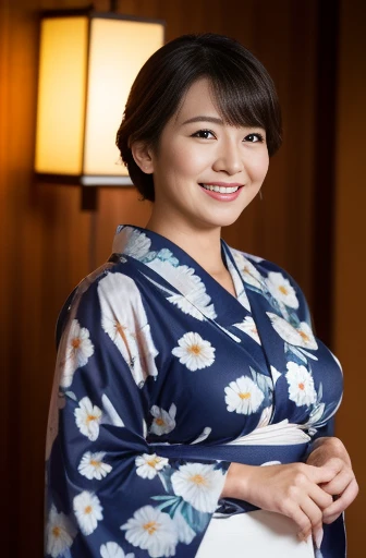 Masseter Film, highest quality, masterpiece, High resolution, realism, Original photo, 8k wallpaper, perfection, Professional Lighting, Very detailed, Written boundary depth, ((Beautiful woman wearing a sexy floral yukata)), ((Sexy 42 year old woman)),,  ((smile)), Detailed face, Beautiful Eyes,, bangs, She has big breasts and a nice figure, (sexy look),, (Thick lips), Long legs,I can see your big breasts,View from the front,Night Festival,Exposing Skin,Chest opens wide