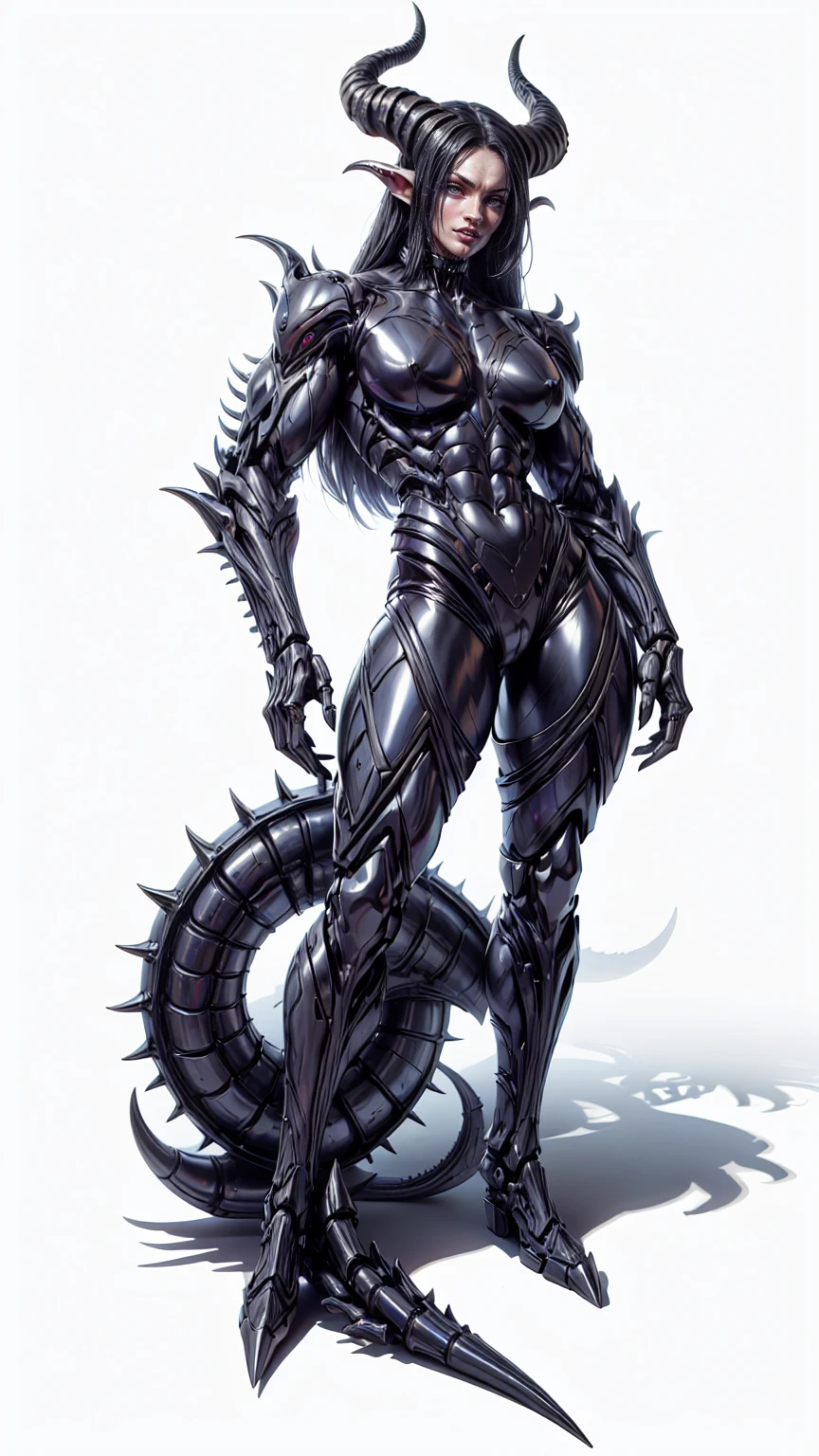(draconic alien biomechanical succubus with carnage & witchblade physique:1.5), (megan fox as a muscular alien draconic biomechanical demonic woman with flayed skin, gigantic horns, & necrotic metallic muscle:1.5), (alien biomechanical full bodysuit:1.45), (perfect fingers:1.25), ((wide shoulders & upper body:1.25)), (very skinny legs:1), (huge muscular arms:1.25), (ten pack abs:1.25), (full body view:1.25), choker, detailed eyes, (looking at viewer), (smile:1.25), (blank dark background:1.25), in the art style of H.P. Giger, (beautiful girl face:1.25)
