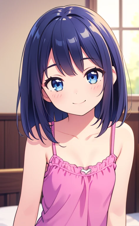 (masterpiece:1.4、top-quality、illustration:1.4,realistic、)、(character focus、breast focus,upper body:1.3)、(1girl),(smile:1.3),(cute),cute face,blue eyes、(cute)、
,(stand:1.4),(cute),
,(slender),(camisole),
(),(), (small breasts:1.3)、
、slender、